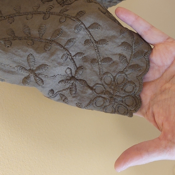 Chico's Women's Olive Green Embroidered Blouse - Picture 2 of 6